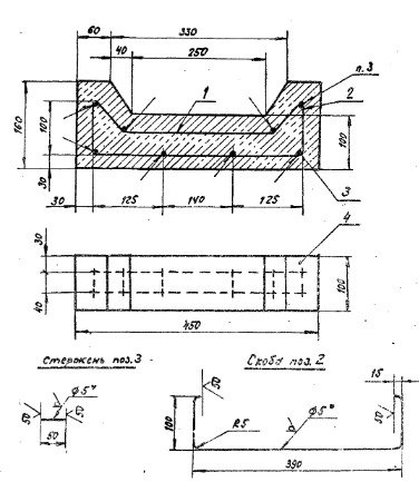 Стойка тип I для укладки трубопровода чертеж МГ-36-66-00